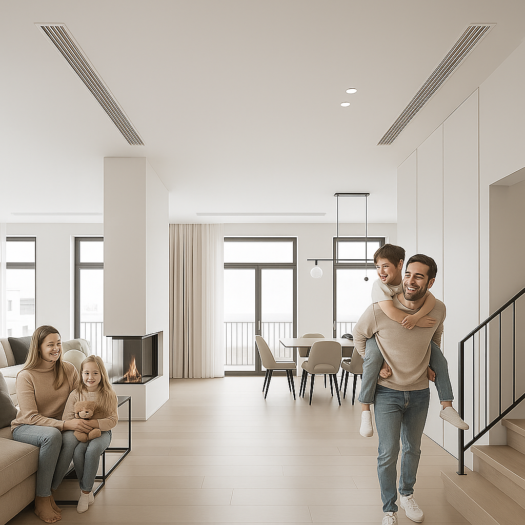 Comfortable room with modern AC unit